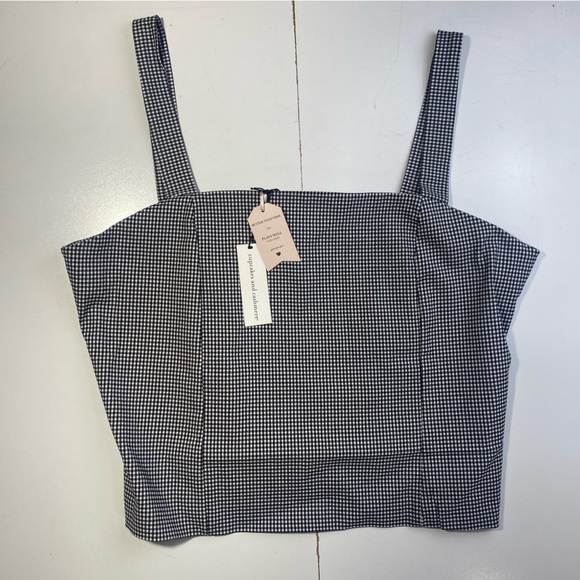 Cupcakes & Cashmere Black &White Gingham Checkered  Woman’s Tank Top NWT 14 - Picture 5 of 13